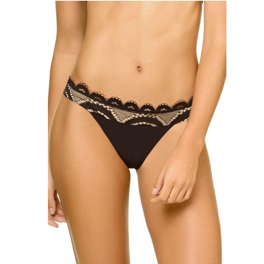 PilyQ Swim Women's Midnight Lace Fanned Bikini Bottoms